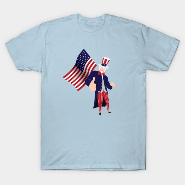 Uncle Sam With Flag T-Shirt by Shapetrix